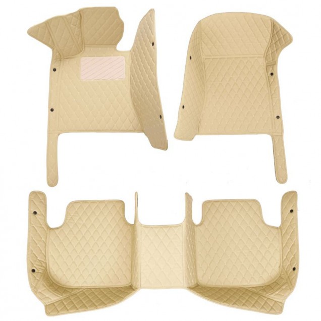 Beige Luxury Leather Diamond Car Mats