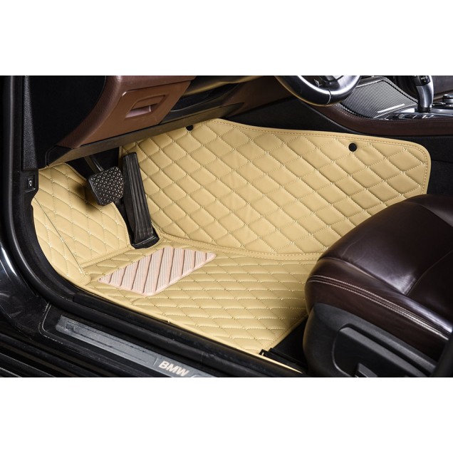 Beige Luxury Leather Diamond Car Mats