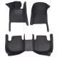 Black and Black Stitching Luxury Leather Diamond Car Mats