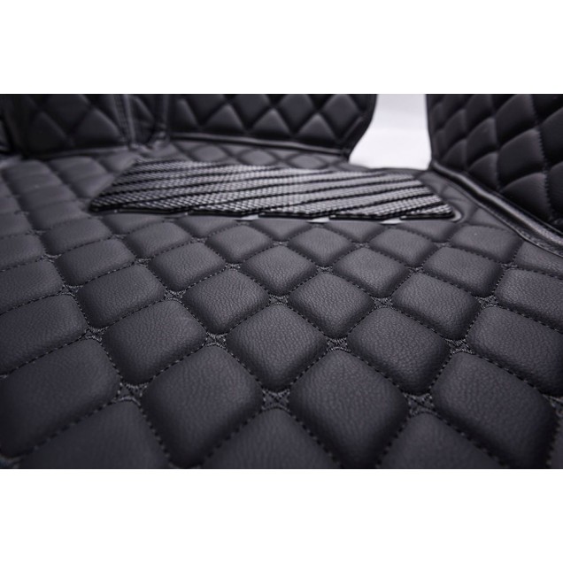 Black and Black Stitching Luxury Leather Diamond Car Mats