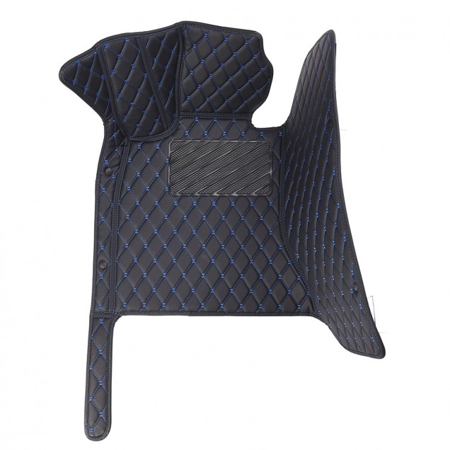 Black and Blue Stitching Luxury Leather Diamond Car Mats