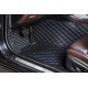 Black and Blue Stitching Luxury Leather Diamond Car Mats