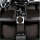 Black and Orange Stitching Luxury Leather Diamond Car Mats