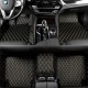 Black and Yellow Stitching Luxury Leather Diamond Car Mats