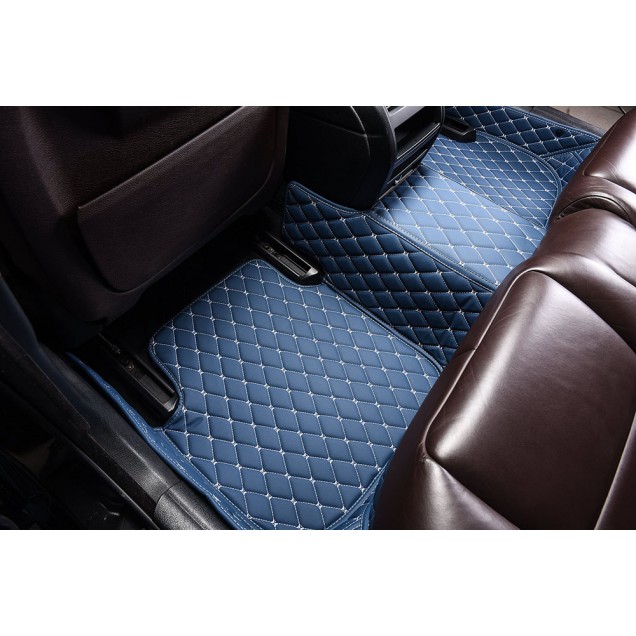 Blue Luxury Leather Diamond Car Mats