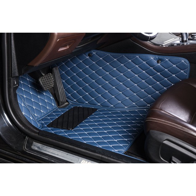 Blue Luxury Leather Diamond Car Mats