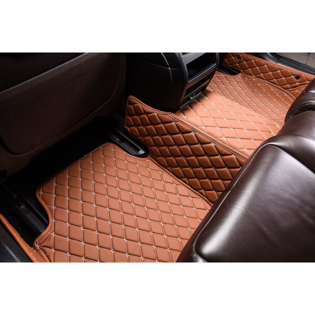 Brown Luxury Leather Diamond Car Mats
