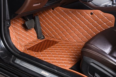 Brown Luxury Leather Diamond Car Mats