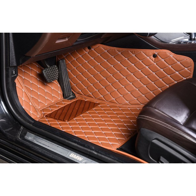 Brown Luxury Leather Diamond Car Mats