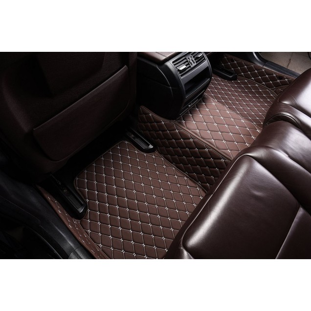 Dark Brown Luxury Leather Diamond Car Mats