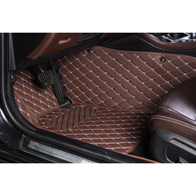 Dark Brown Luxury Leather Diamond Car Mats