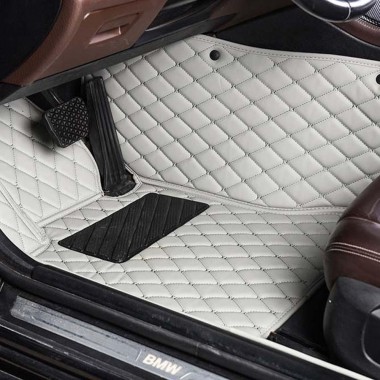 Grey Luxury Leather Diamond Car Mats