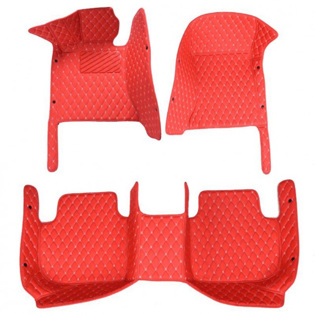 Red Luxury Leather Diamond Car Mats