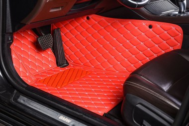 Red Luxury Leather Diamond Car Mats
