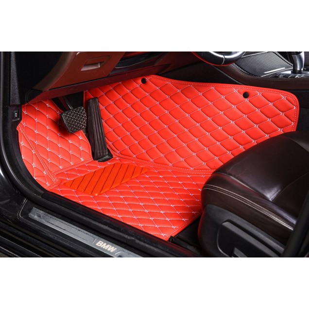 Red Luxury Leather Diamond Car Mats