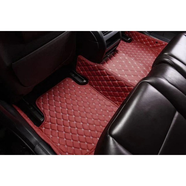 Wine Red Luxury Leather Diamond Car Mats