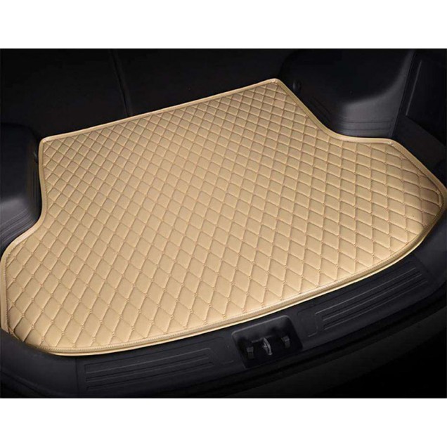Beige Luxury Leather Diamond Trunk Base Mats
