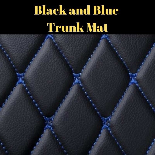 Black and Blue Stitching Luxury Leather Diamond Trunk Base Mats