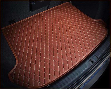 Brown Luxury Leather Diamond Trunk Base Mats