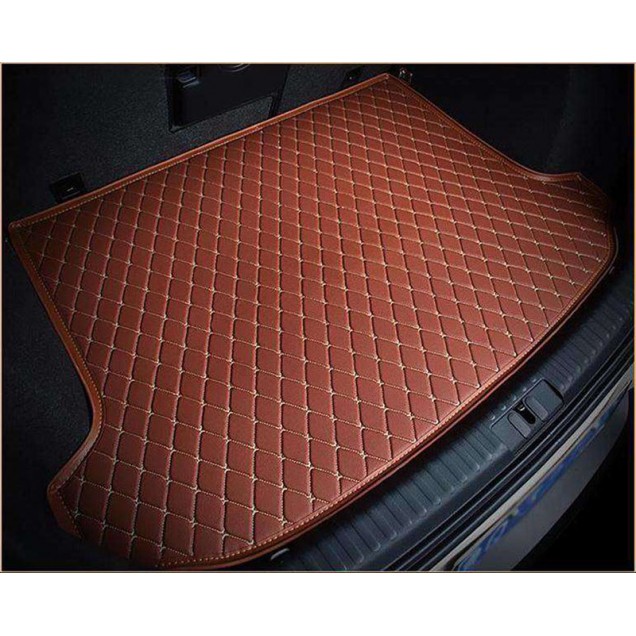 Brown Luxury Leather Diamond Trunk Base Mats