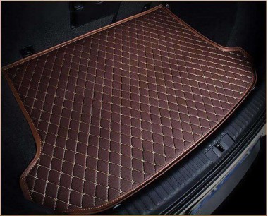 Dark Brown Luxury Leather Diamond Trunk Base Mats
