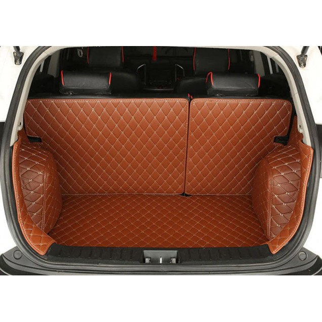 Brown Full Cover Luxury Leather Diamond Trunk Car Mats