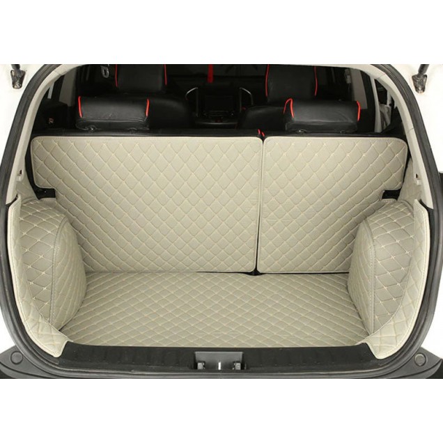 Grey Full Cover Luxury Leather Diamond Trunk Car Mats