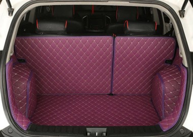 Purple Full Cover Luxury Leather Diamond Trunk Car Mats