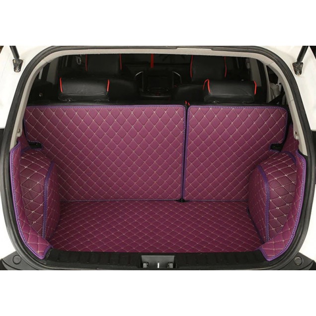 Purple Full Cover Luxury Leather Diamond Trunk Car Mats