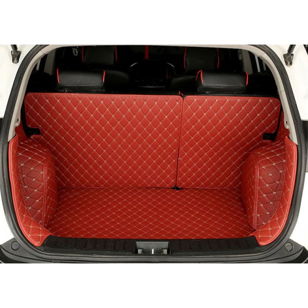 Wine Red Full Cover Luxury Leather Diamond Trunk Car Mats