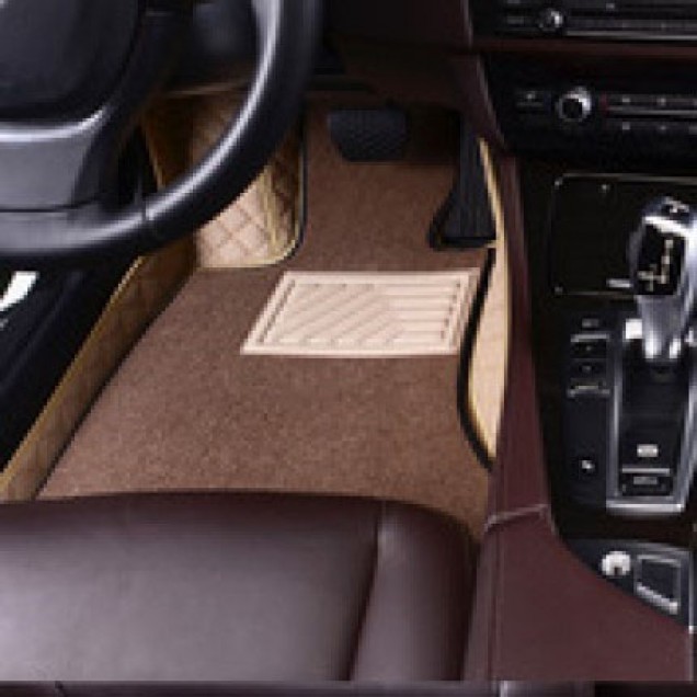 Beige and Brown Double Layer Premium Diamond Car Mats