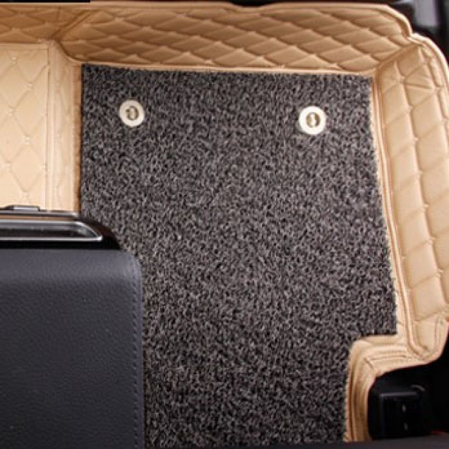 Beige and Grey Double Layer Premium Diamond Car Mats