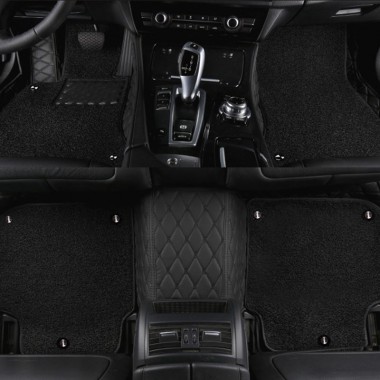 Black and Black Double Layer Premium Diamond Car Mats
