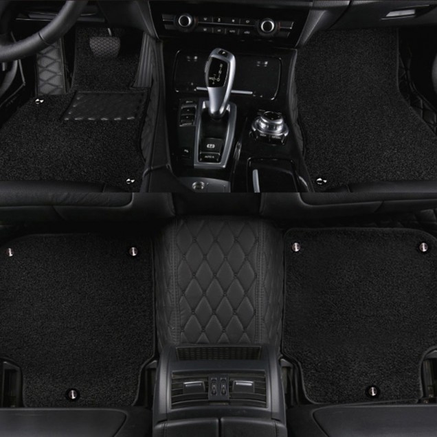 Black and Black Double Layer Premium Diamond Car Mats