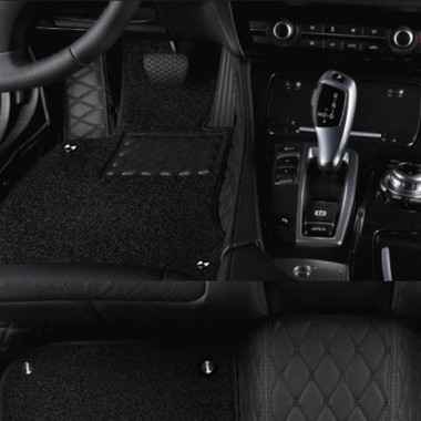 Black and Black Double Layer Premium Diamond Car Mats
