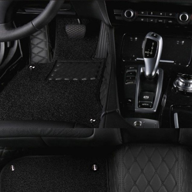 Black and Black Double Layer Premium Diamond Car Mats