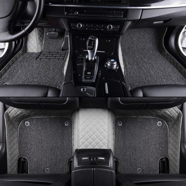 Grey and Grey Double Layer Premium Diamond Car Mats