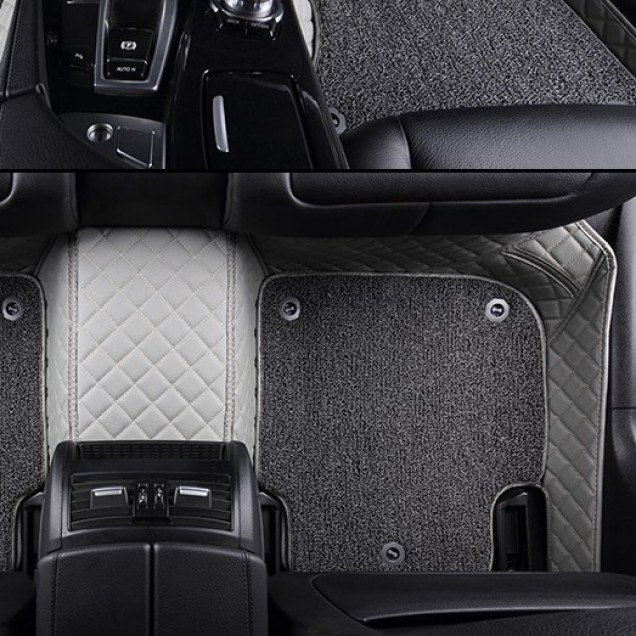 Grey and Grey Double Layer Premium Diamond Car Mats
