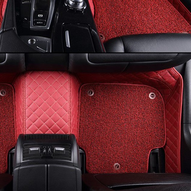 Red and Red Double Layer Premium Diamond Car Mats