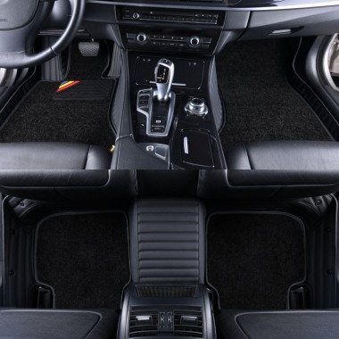 Black Double Layer Premium Stripe Car Mats