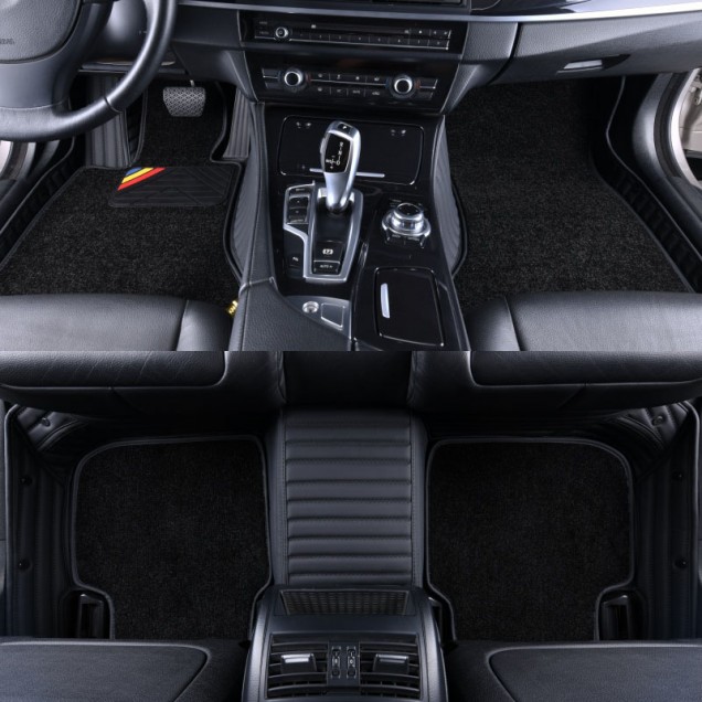 Black Double Layer Premium Stripe Car Mats
