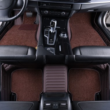 Dark Brown Double Layer Premium Stripe Car Mats