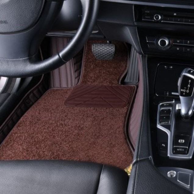 Dark Brown Double Layer Premium Stripe Car Mats