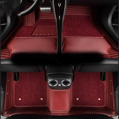 Maroon Double Layer Premium Stripe Car Mats