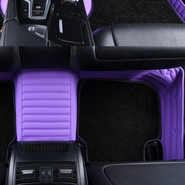 Purple and Black Double Layer Premium Stripe Car Mats