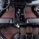 Dark Brown Luxury Leather Stripe Car Mats