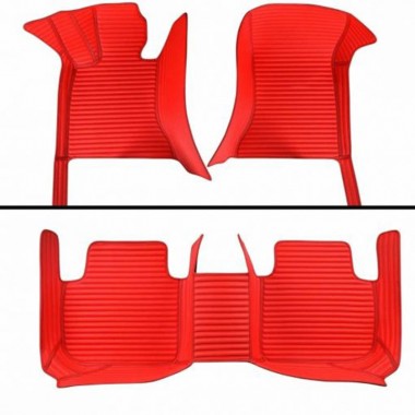 Red Luxury Leather Stripe Car Mats