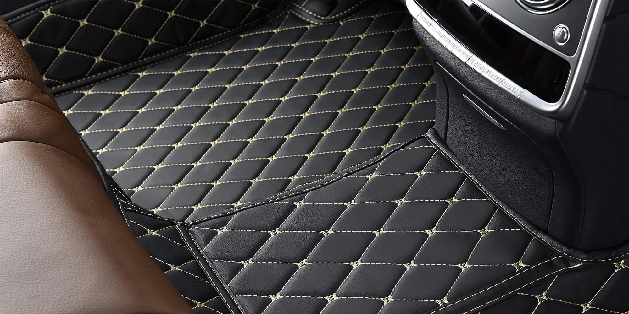 CAR PASS Bling Rhinestones Diamond Car Floor Mats & Nappa Leather