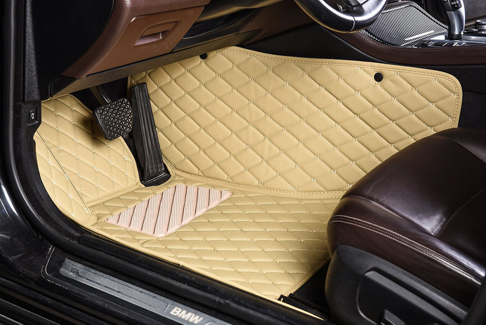Beige Luxury Leather Diamond Car Mats Beige Luxury Leather Diamond Car Mats