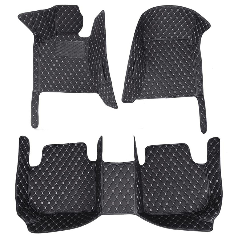 Black and White Stitching Diamonds Car Floor Mats